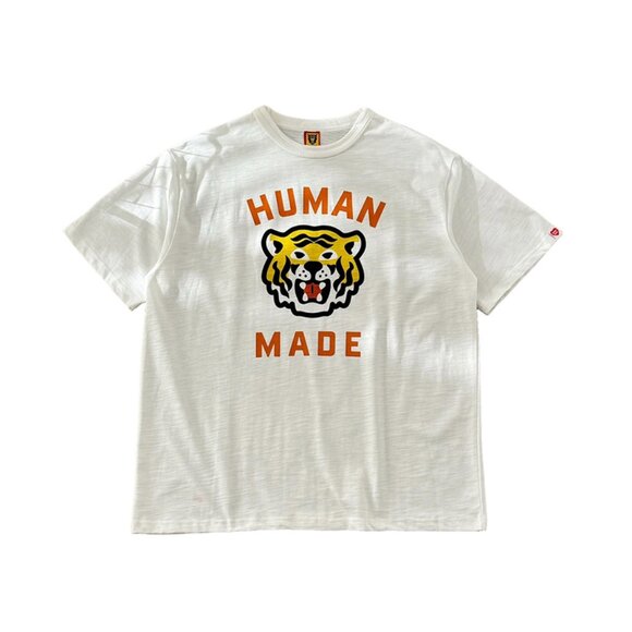 White Round-Neck Short-Sleeved T-Shirt With Tiger Head Print Human Made - Picture 1 of 7